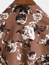 Chemise à manches courtes hawaïenne à imprimé fleuri marron rétro pour homme