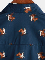 Chemise à manches courtes de vacances hawaïennes rétro Western Horse Print Cowboy pour hommes