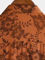 Chemise boutonnée à manches courtes respirante à imprimé floral marron pour homme