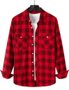 Chemise à carreaux à double poche boutonnée à carreaux pour hommes à manches longues automne hiver