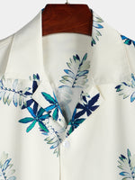 Chemise à manches courtes beige à imprimé floral tropical pour hommes