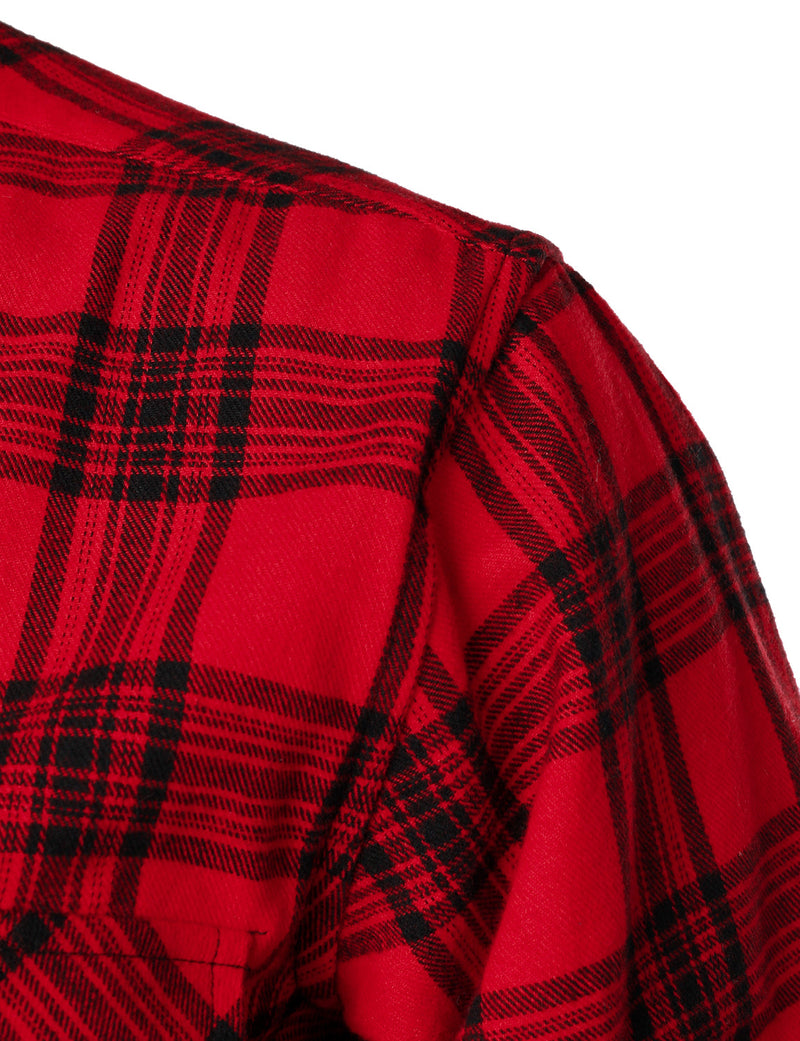 Chemise à carreaux à double poche boutonnée à carreaux pour hommes à manches longues automne hiver