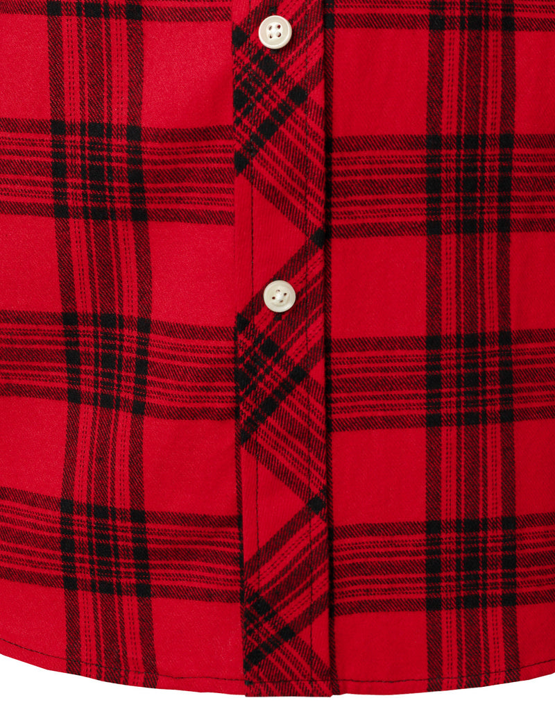 Chemise à carreaux à double poche boutonnée à carreaux pour hommes à manches longues automne hiver