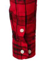 Chemise à carreaux à double poche boutonnée à carreaux pour hommes à manches longues automne hiver