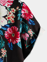 Chemise à manches courtes noire à imprimé floral pour hommes