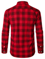 Chemise à carreaux à double poche boutonnée à carreaux pour hommes à manches longues automne hiver