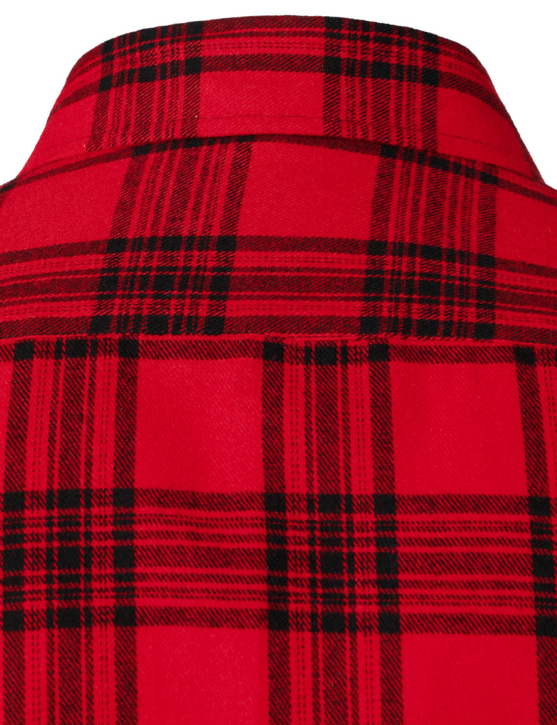 Chemise à carreaux à double poche boutonnée à carreaux pour hommes à manches longues automne hiver