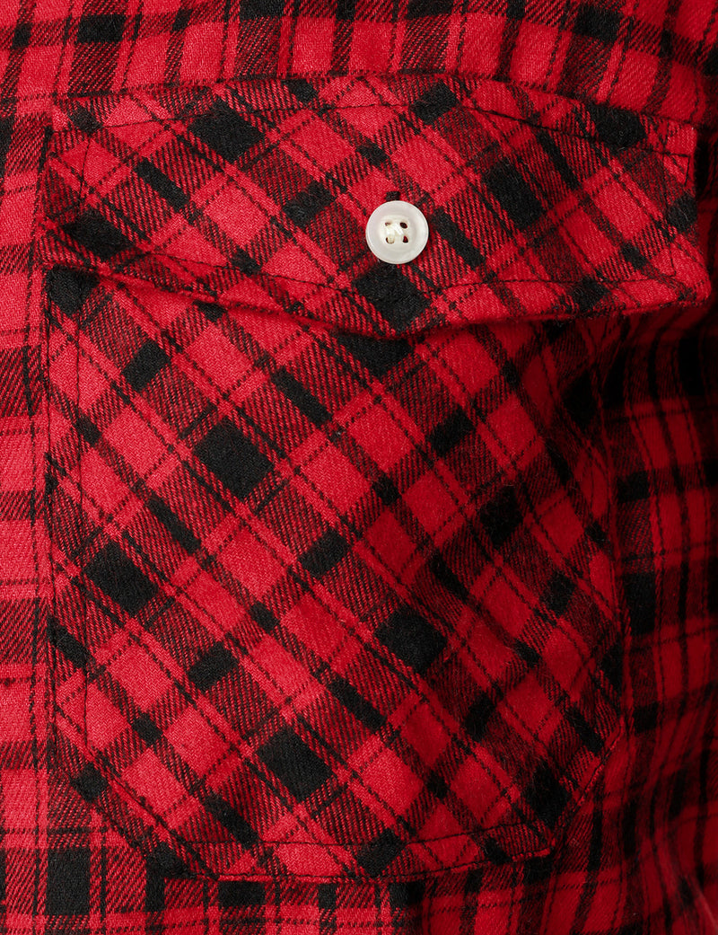 Chemise à carreaux en flanelle à double poche pour hommes