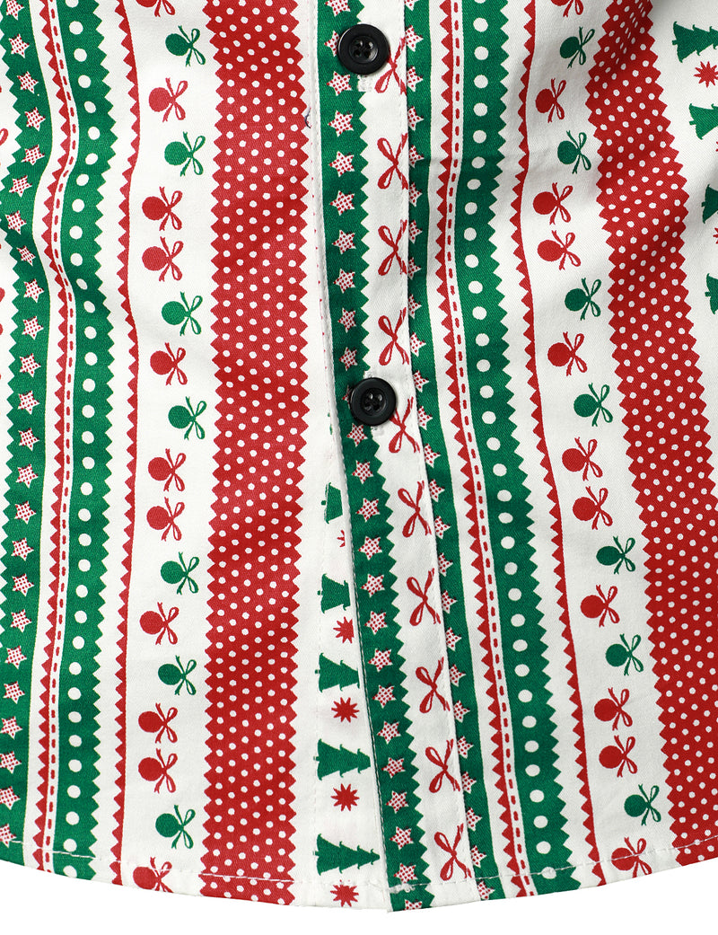 Chemise habillée en coton à manches longues pour homme avec imprimé de Noël et coupe régulière