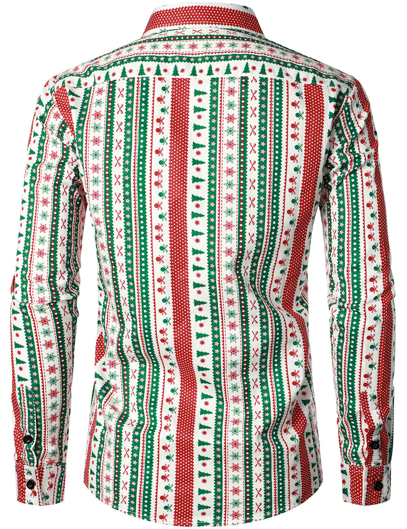 Chemise habillée en coton à manches longues pour homme avec imprimé de Noël et coupe régulière