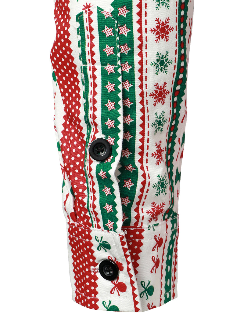 Chemise habillée en coton à manches longues pour homme avec imprimé de Noël et coupe régulière