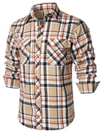 Chemise à carreaux à double poche boutonnée à carreaux pour hommes à manches longues automne hiver