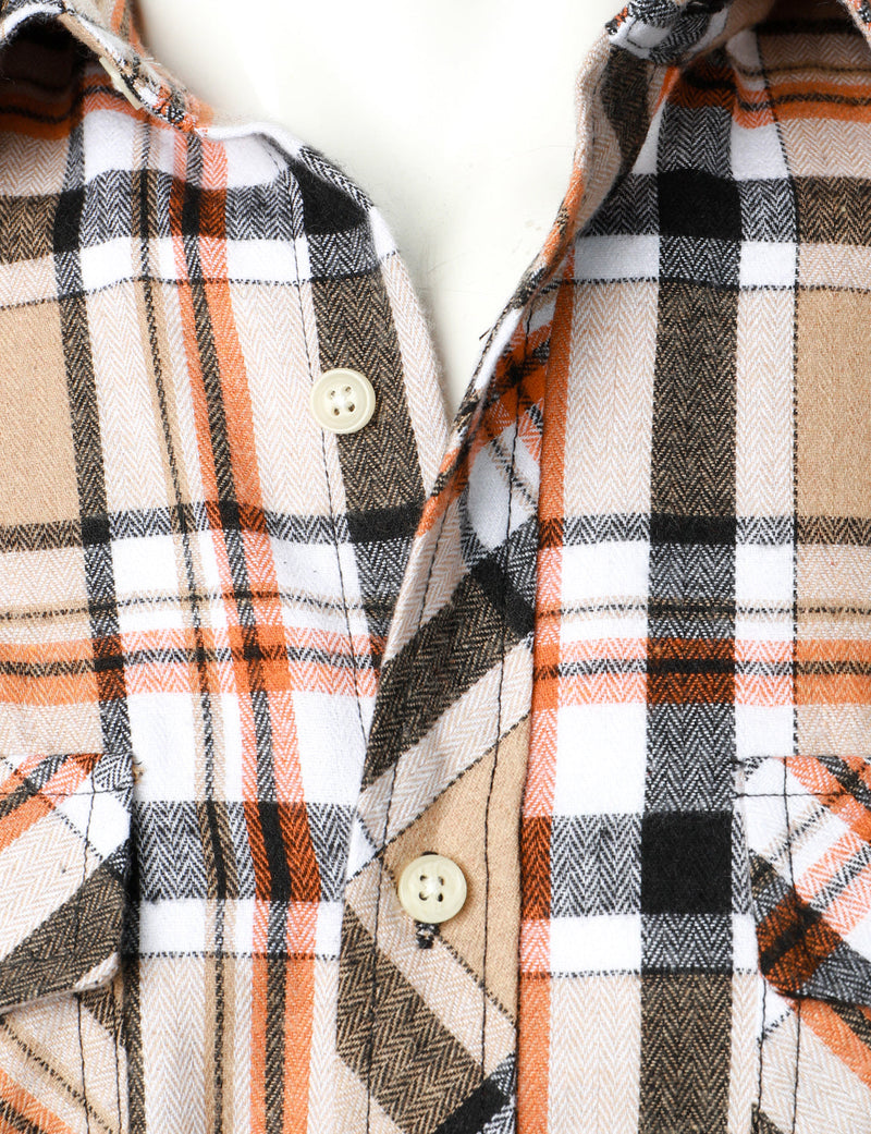 Chemise à carreaux à double poche boutonnée à carreaux pour hommes à manches longues automne hiver