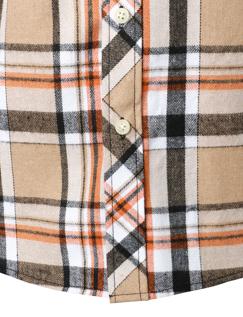 Chemise à carreaux à double poche boutonnée à carreaux pour hommes à manches longues automne hiver