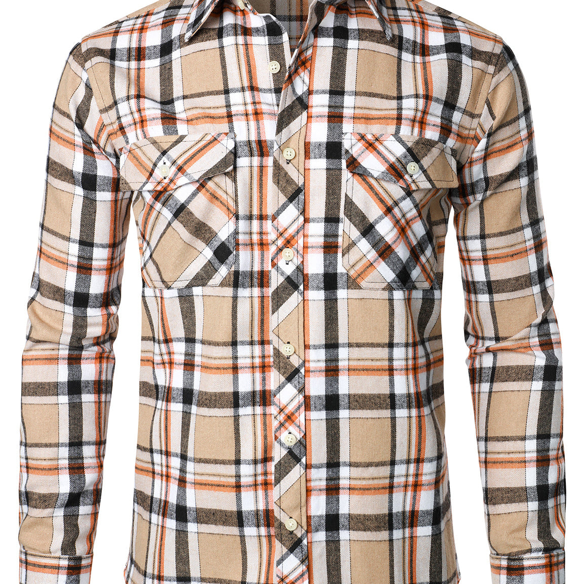 Chemise à carreaux à double poche boutonnée à carreaux pour hommes à manches longues automne hiver