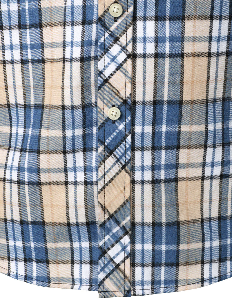 Chemise à carreaux à double poche boutonnée à carreaux pour hommes à manches longues automne hiver