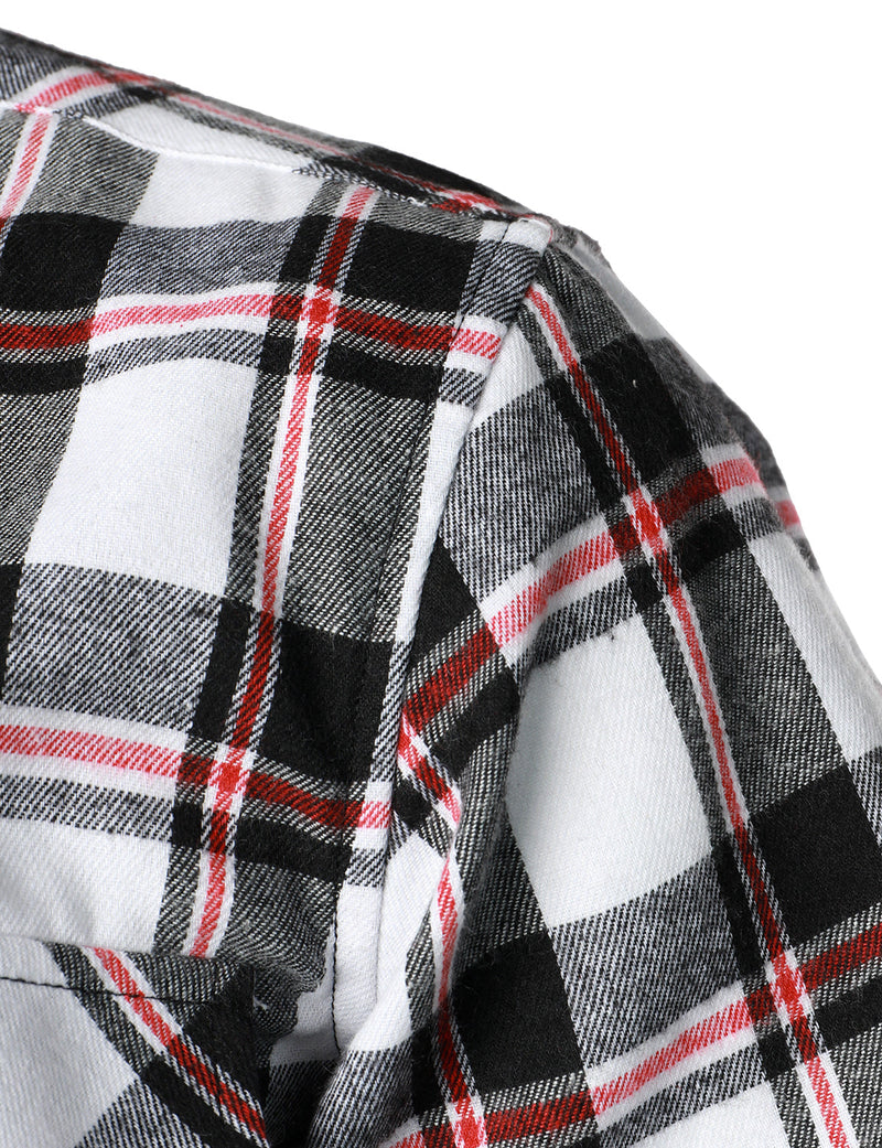 Chemise à carreaux en flanelle à double poche pour hommes