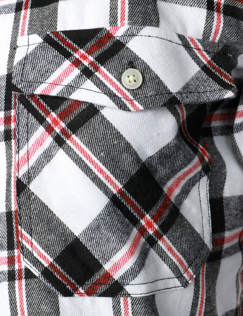 Chemise à carreaux en flanelle à double poche pour hommes