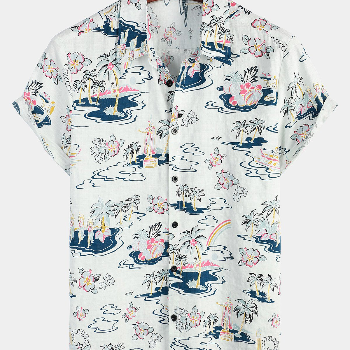 Chemise décontractée à manches courtes à imprimé hawaïen