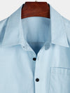 Chemise à manches courtes en coton et lin de couleur unie pour hommes