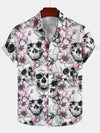 Lot de 3 | Chemises boutonnées à manches courtes Skull & Flowers pour hommes