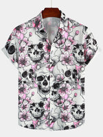 Lot de 3 | Chemises boutonnées à manches courtes Skull & Flowers pour hommes