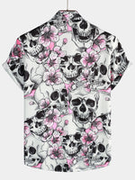 Lot de 3 | Chemises boutonnées à manches courtes Skull & Flowers pour hommes