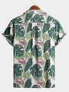chemise d'homme en pur coton à imprimé style de vacances hawaïennes