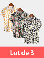 Lot de 3 |  Chemise d'été à manches courtes à imprimé floral pour hommes