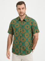 Chemise à manches courtes en coton vert pour homme