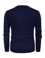 Polo en tricot boutonné à rayures vintage pour hommes, pull cardigan à col en V bleu marine