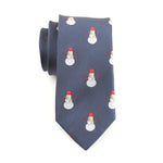 Cravate de fête de Noël bleu marine de vacances de bonhomme de neige de Noël des hommes