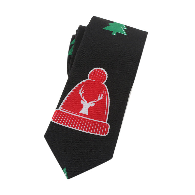 Chapeau de wapiti de Noël pour homme Cravate de Noël noire amusante