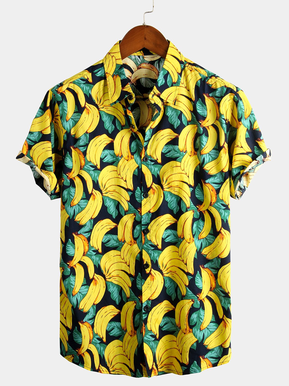 Chemise hawaïenne Aloha tropicale boutonnée en coton banane pour homme