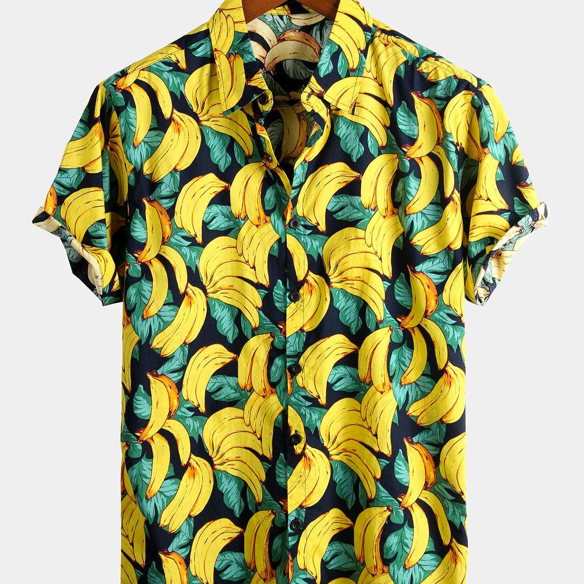 Chemise hawaïenne Aloha tropicale boutonnée en coton banane pour homme