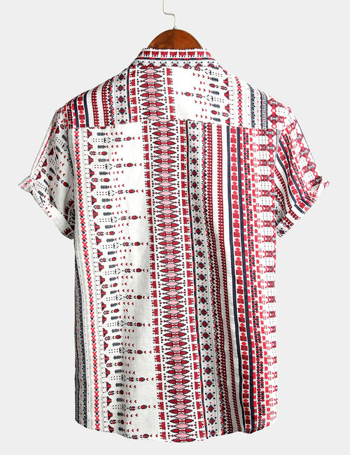 Chemises imprimées basiques en coton pour hommes