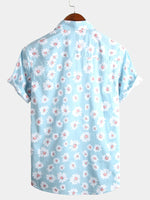 Chemise à fleurs hawaïenne à manches courtes en coton imprimé marguerite hawaïenne pour homme