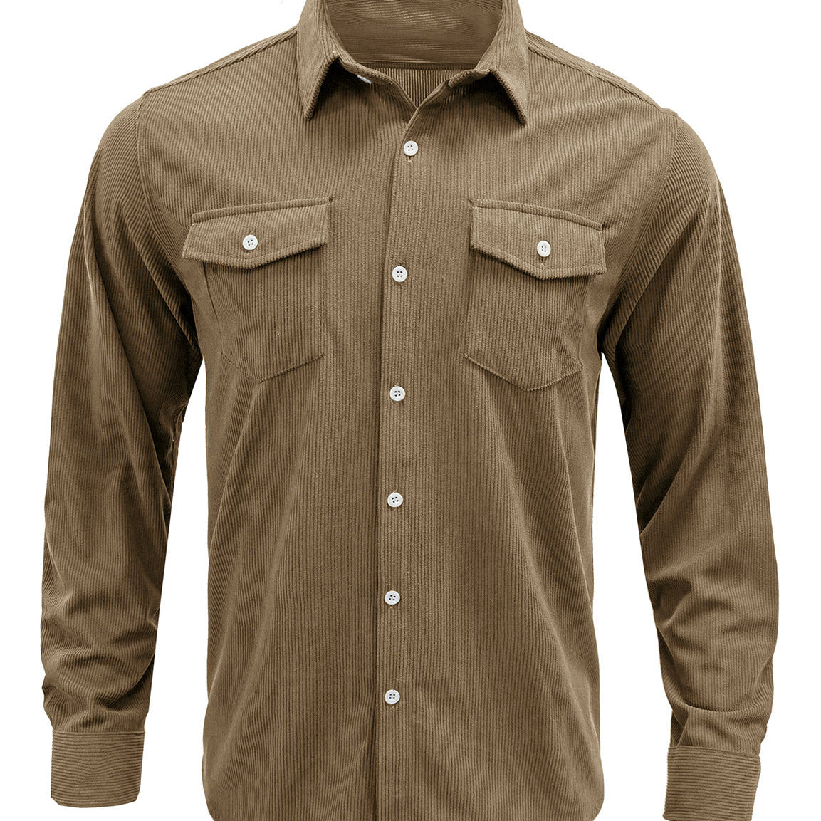 Chemise d’automne d’automne à manches longues pour hommes Double Pocket Button Up Lapel Long Sleeve Fall Winter Shirt