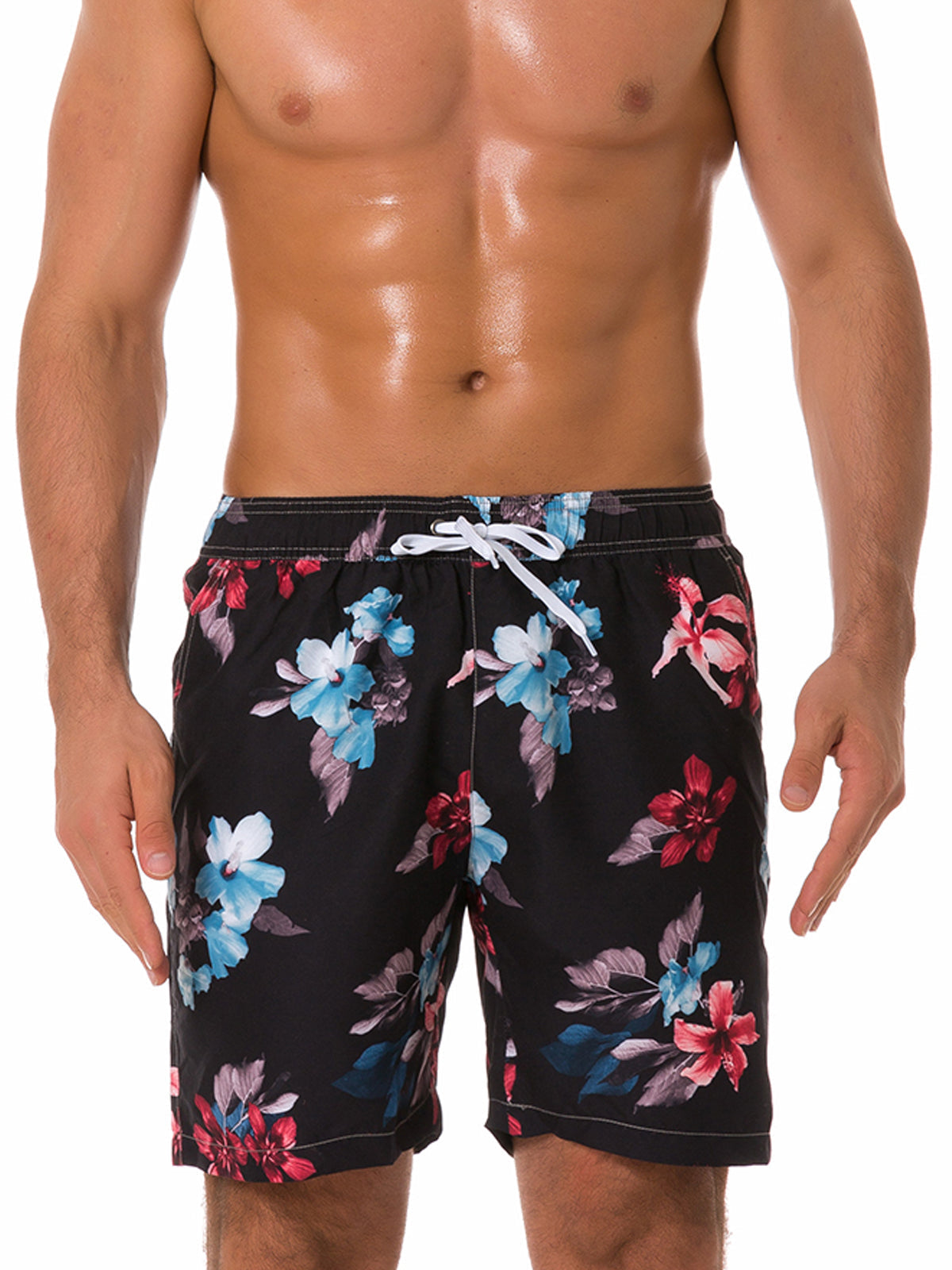 Short de plage à imprimé floral tropical d'été pour homme