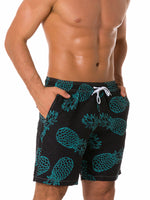 Short de plage noir imprimé fruits ananas pour homme