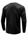T-shirt décontracté à manches longues et col Henry de couleur unie pour hommes
