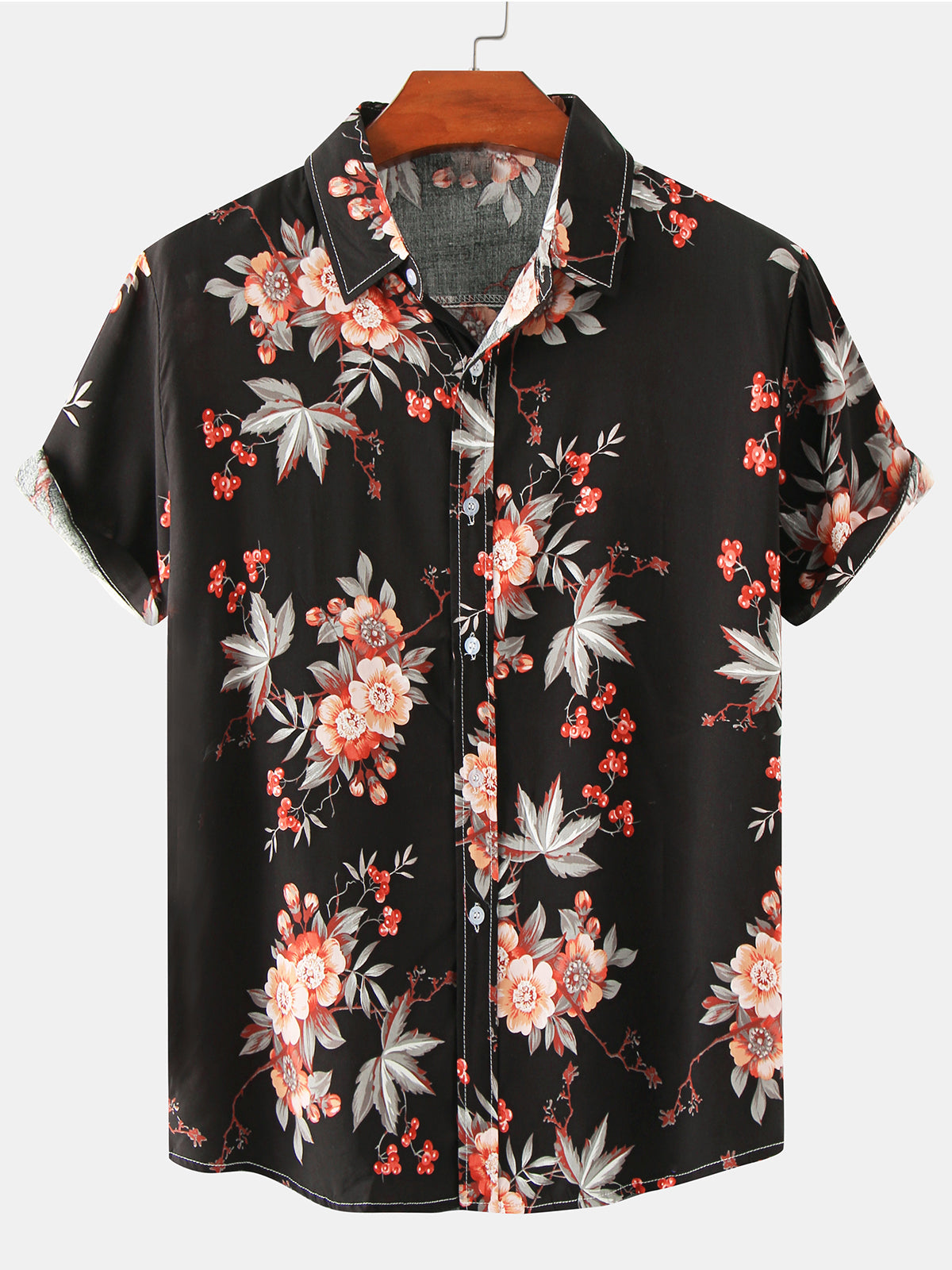Chemise décontractée à manches courtes décontractée à fleurs rétro des années 70 pour hommes