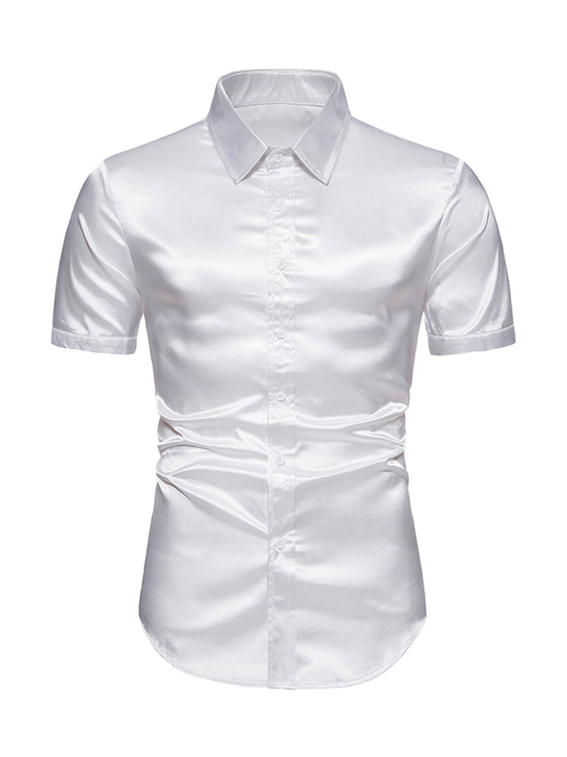 Chemise à manches courtes Summer Party de couleur unie pour hommes