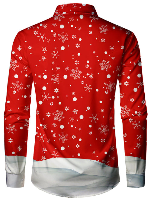Chemise de Noël rouge à manches longues pour homme sur le thème de l'elfe de Noël
