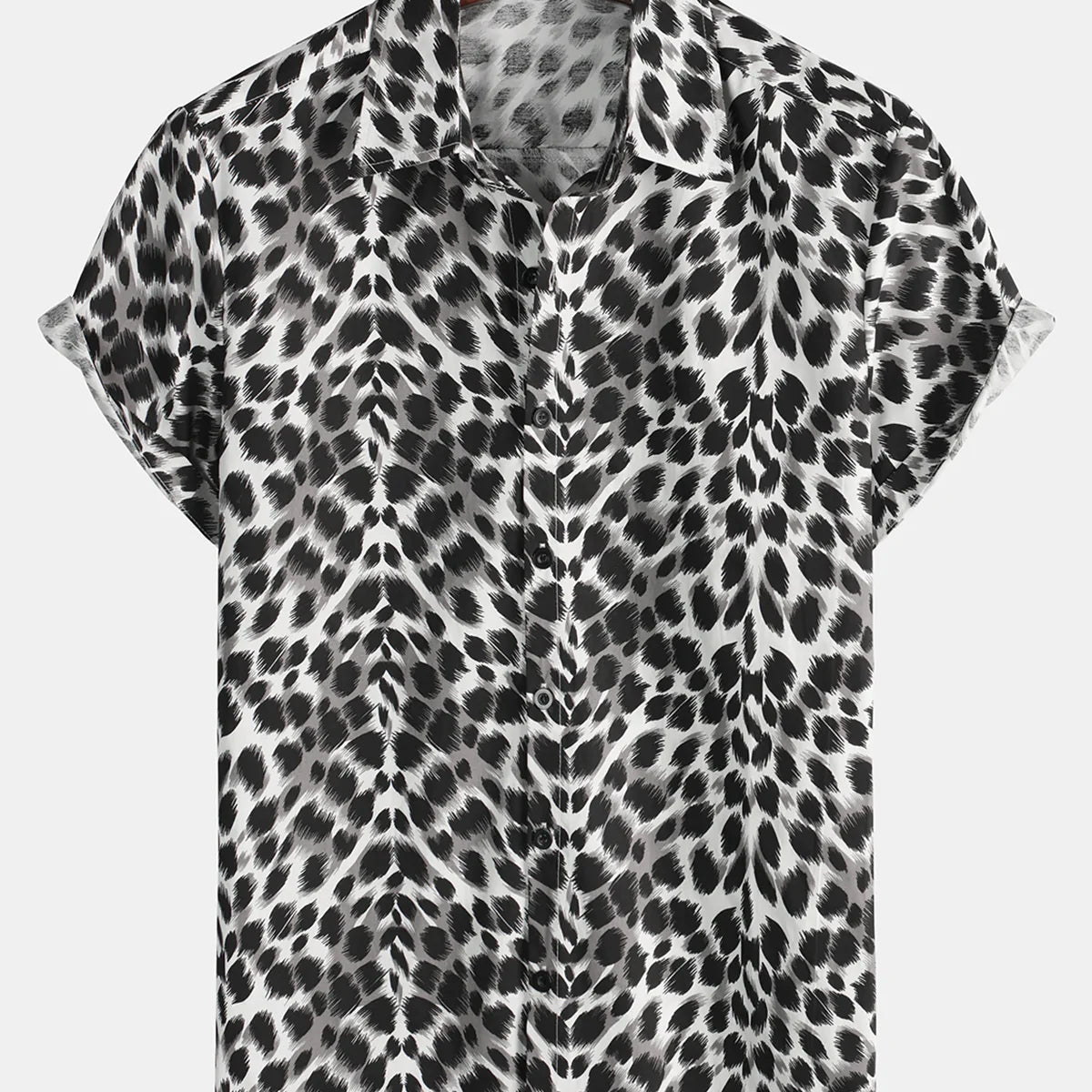 Chemise d'été à manches courtes pour hommes, imprimé léopard des neiges, boutonné, en coton, respirant, Cool, noir, guépard