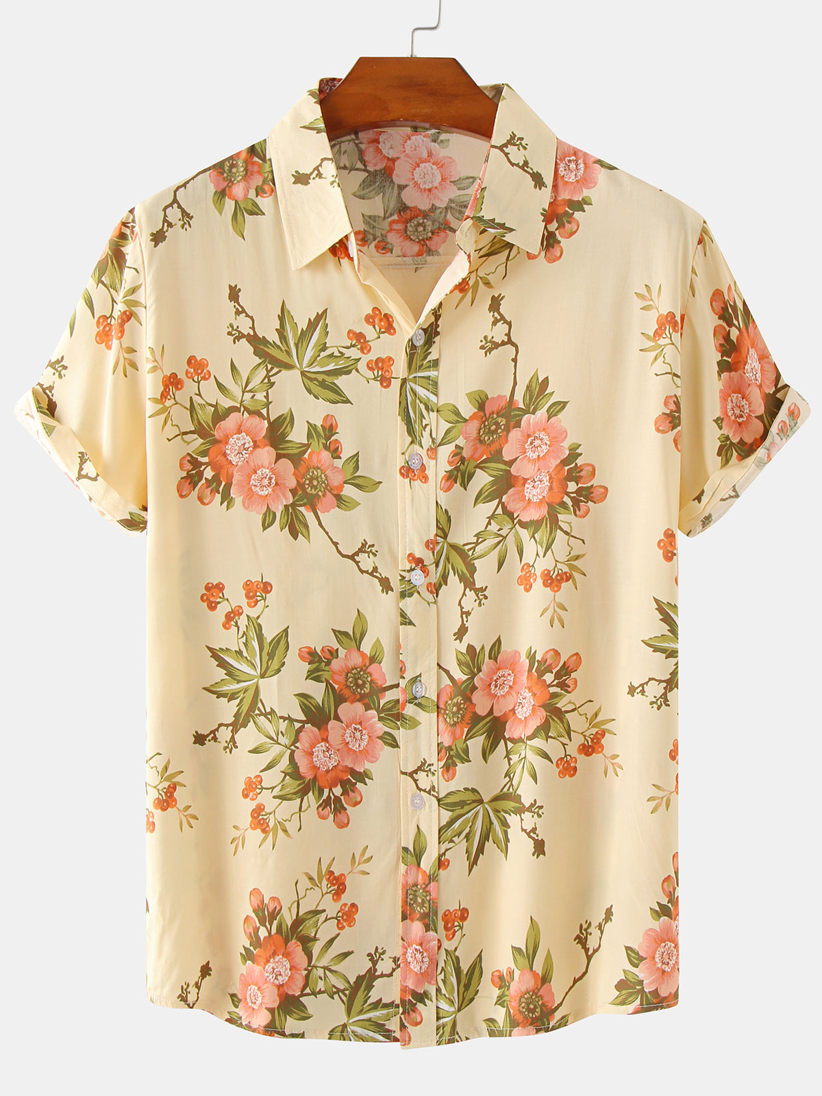 Chemise décontractée à manches courtes décontractée à fleurs rétro des années 70 pour hommes