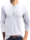 T-shirt décontracté à manches longues et col Henry pour hommes
