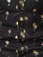 Chemise hawaïenne décontractée à manches courtes et imprimé palmier doré pour hommes
