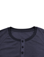 T-shirt décontracté à manches longues et col Henry de couleur unie pour hommes