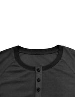 T-shirt décontracté à manches longues et col Henry de couleur unie pour hommes